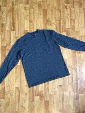 Men's Old Navy Crew Neck Long Sleeve textured T Shirt Heather gray LTall